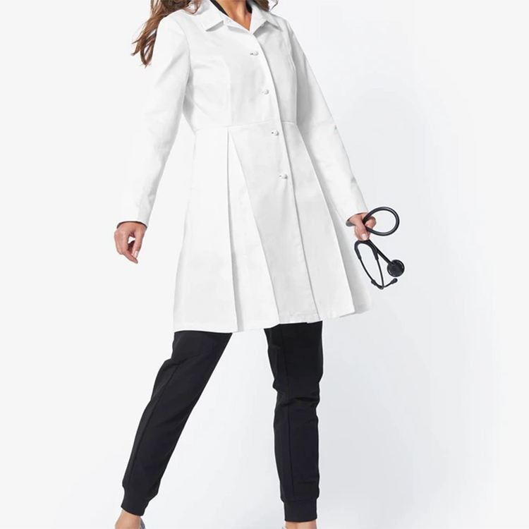 High Quality Spandex Stretch White Thicker Doctor'S Nurse Uniform Lab Coat White Dress for Woman