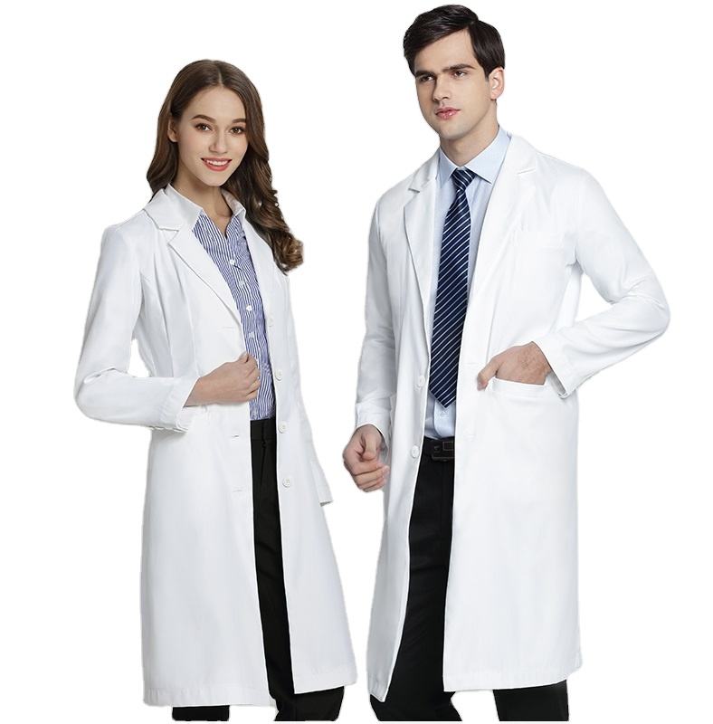 High Quality White Gown Lab Coat Hospital Doctor Slim Nurse Uniform Spa Uniform Nursing Scrubs Medical Clothing Men Women