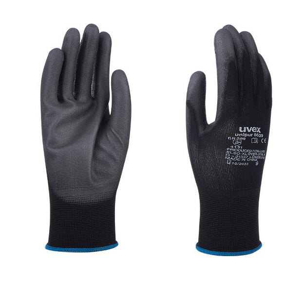 Uvex 60248 black nylon labor protection gloves 6639 PU coating