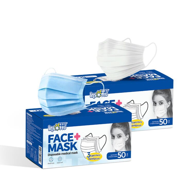 OEM factory disposable 3 ply medical mask blue white