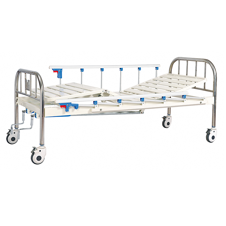 Baoding Cheap Price 2 Cranks Manual Adjustable Hospital Bed with Aluminum Side Rail
