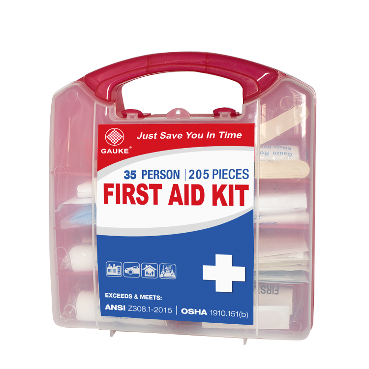ANSI 35 persons emergency first aid equipment transparent first aid kit for workshop