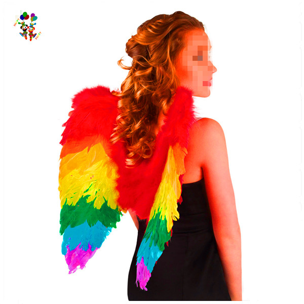 Adult Party Costume Large Rainbow Color Feather Angel Wings