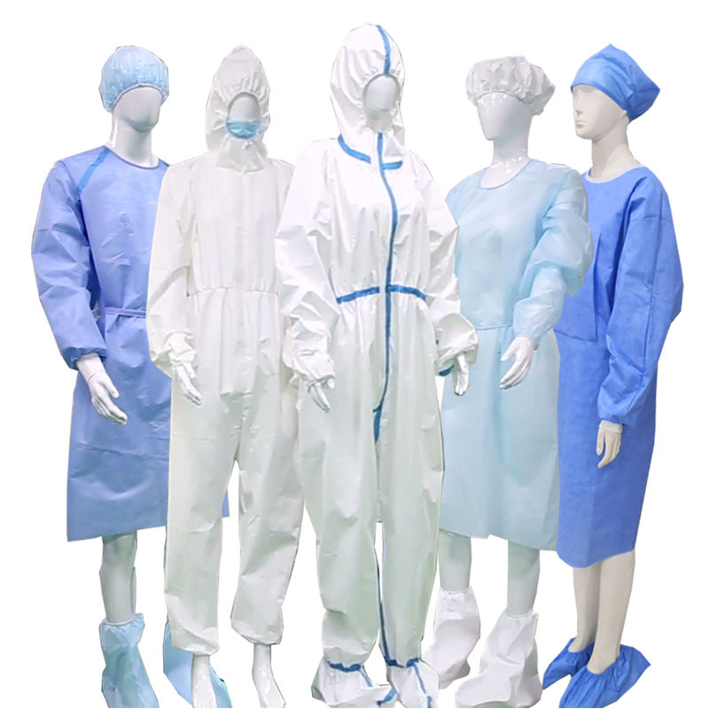 stock Hospital disposable medical PP PE SMS surgical gown non woven ppe protective clothing