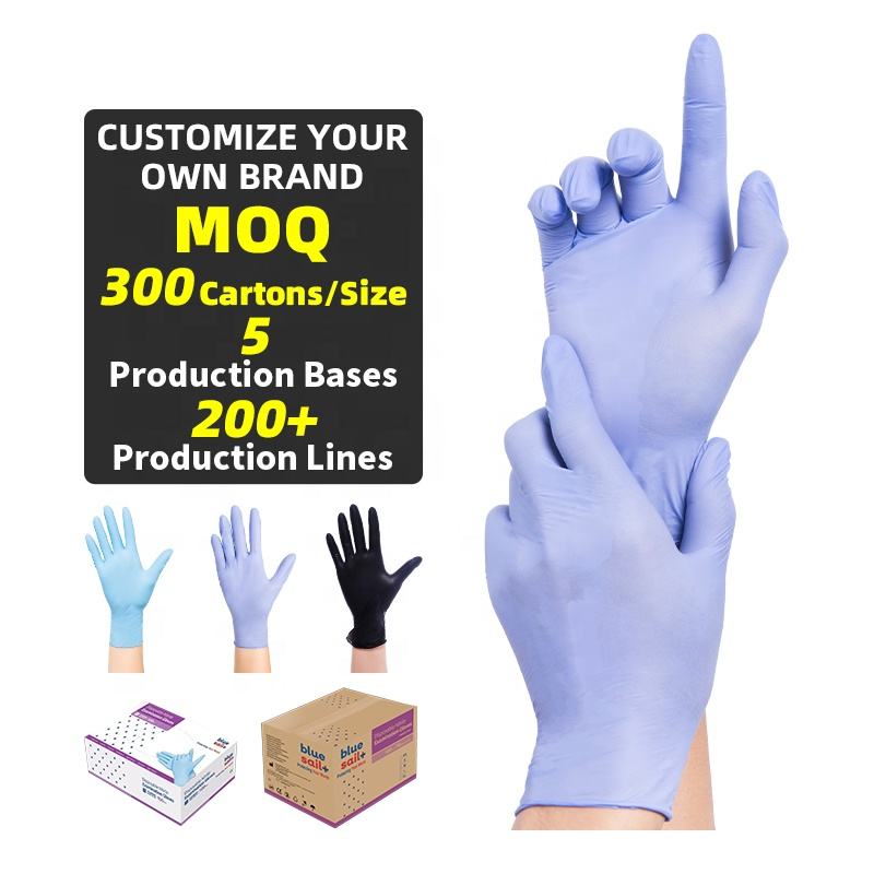Bluesail Disposable Powder Free Cheap Price Nitrile Gloves Violet Blue Medical Exam Nitrile Gloves