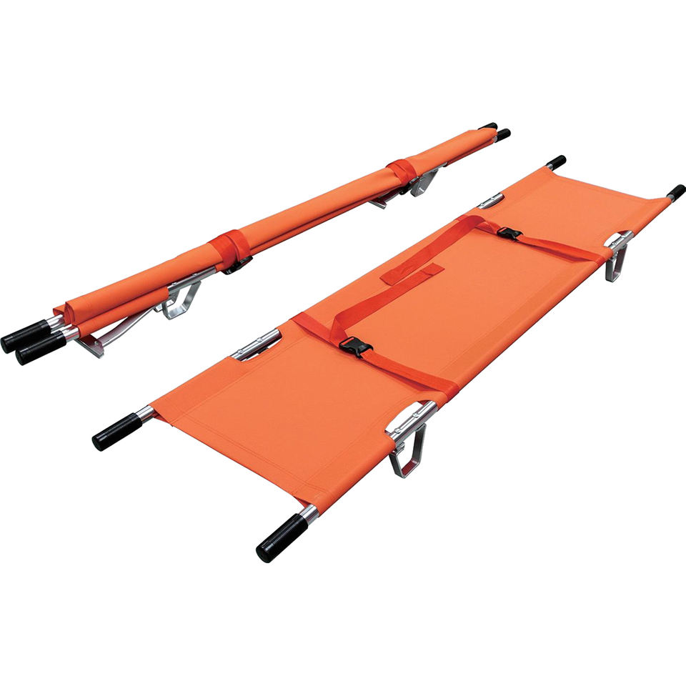 PVC Waterproof Mattress Folding Stretcher Hospital Equipment Aluminum 2 Folding Stretcher Emergency Rescue Stretcher CR-F16