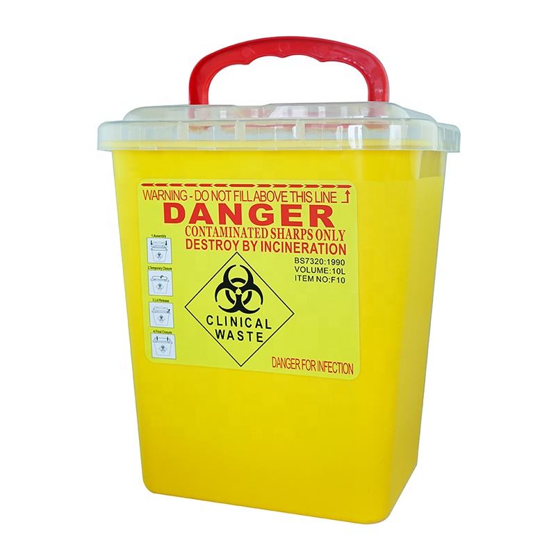 Syringes Disposal Portable 10L Medical Disposable Sharp Container for Hospital Use