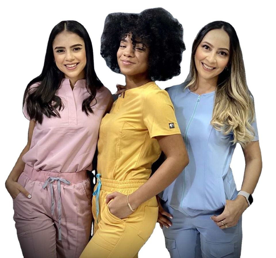 ZX Custom Women Nursing Suit Doctor Beautician Hospital Stretchy Nurse Medical Scrubs Uniform Set