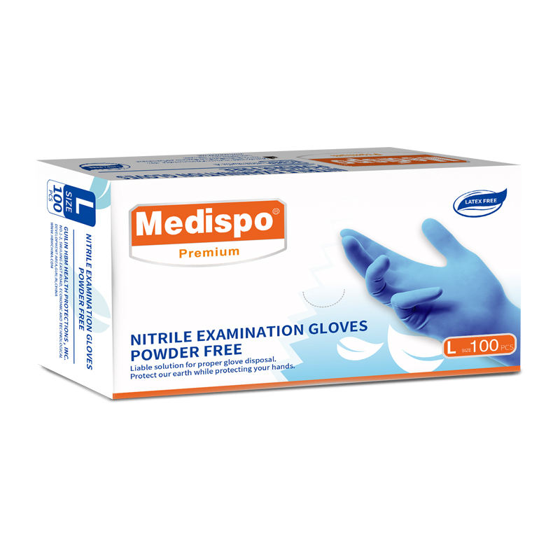 2022 Latest Coming Medispo Nitrile Medical Examination Disposable Blue Gloves XS