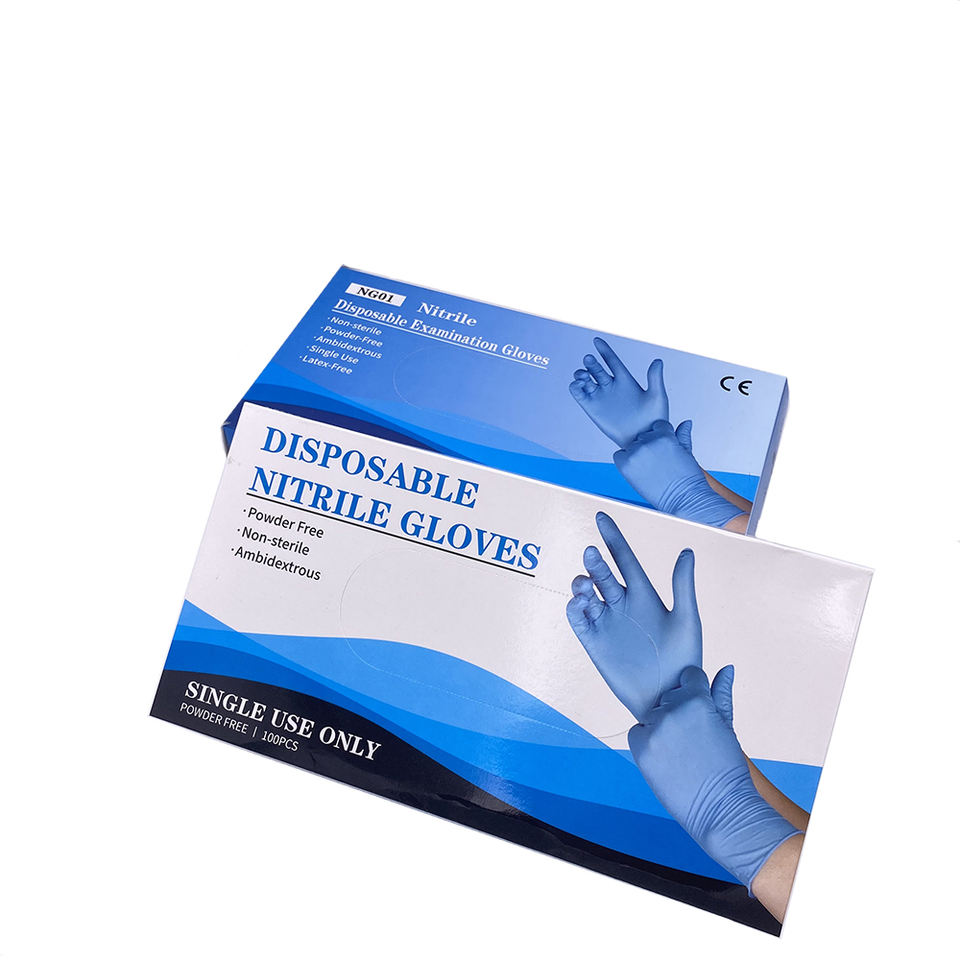 surgical examination medical grade disposable hand gloves nitrile powder free certified blue