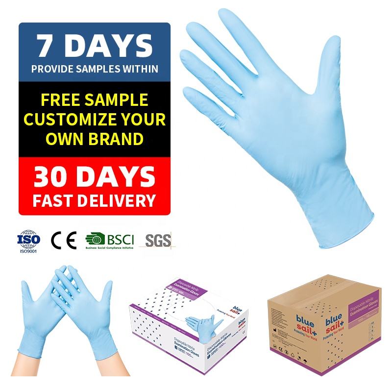 Factory Price High Quality Disposable Flexible Nitrile Blue Waterproof Powder Free Hotselling Gloves For Medical Exam