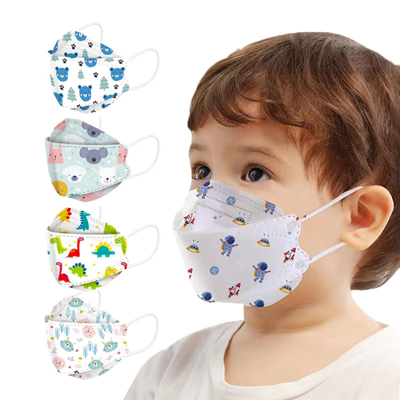 Custom printed Cartoon logo korea kf94 kids mask 4ply disposable children face masks