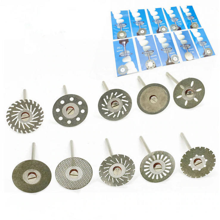 Ultra-thin Double Sided Sand Mandrel Diamond Disc Dentistry Polishing Tools Porcelain dental Diamond Cutting Disc