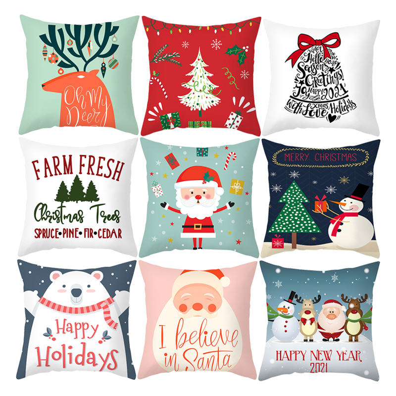Wholesale Cute Cushion Cover Christmas Gift Pillow Covers Custom Printed Pillow Christmas 45*45cm red and white christmas pillow