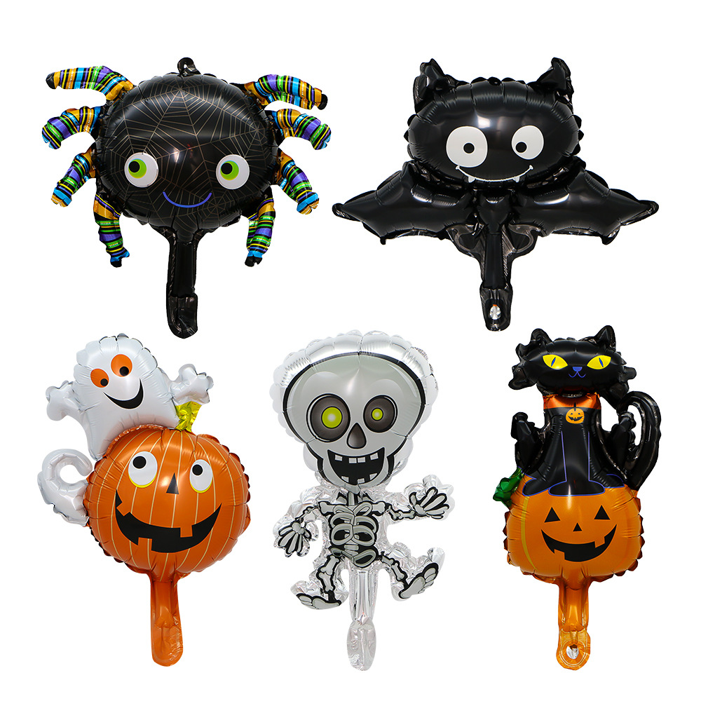 Halloween Mini Cartoon Pumpkin Spider Black Aluminum Film Balloon Ghost Festival Hotel Shopping Mall Decoration Promotional children's toys