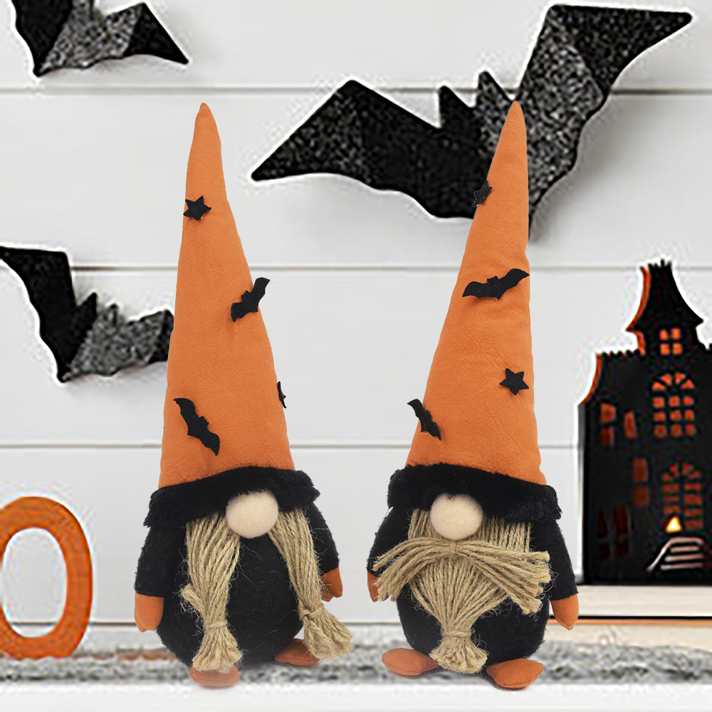 11 Inch Custom Halloween Decorations Indoor Gifts Gonk Bat Bendable Hat Orange Couple Gnomes