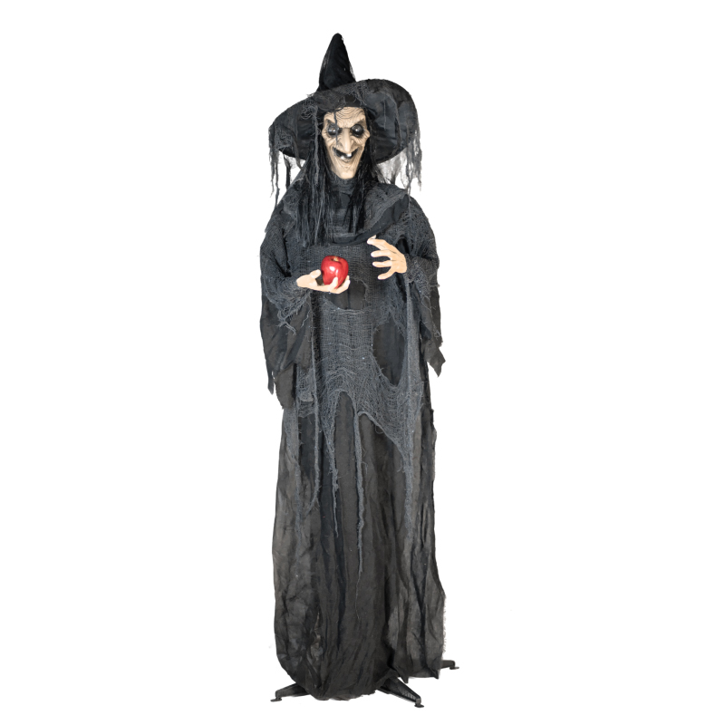 Haunted House Party Lifesize Animatronics Standing Witch With Apple Halloween Animated Props