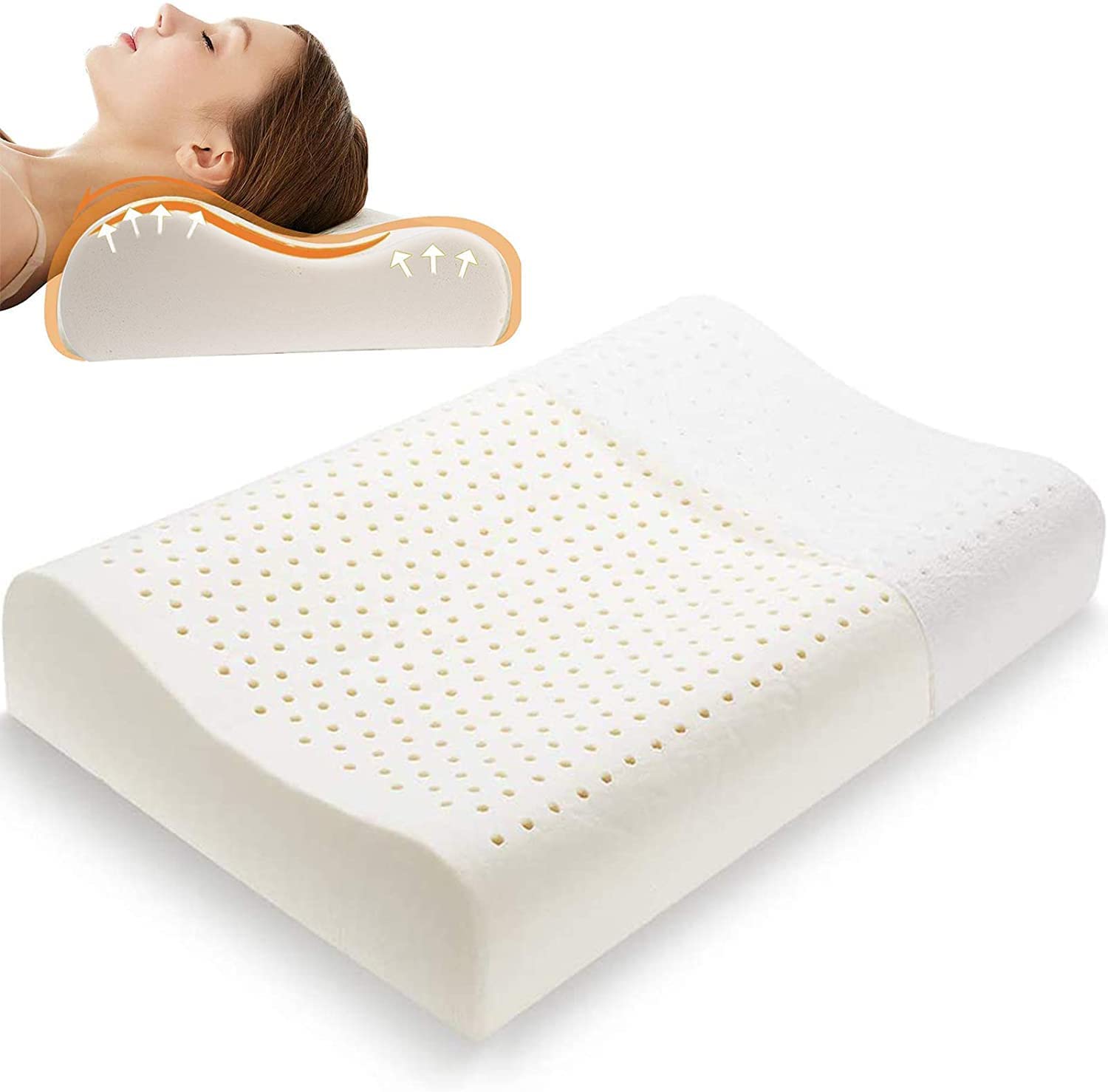 Kingworth Washable Thick Deep Sleep Grid Bolster 100 Natural Latex Pillow Contour Latex Pillows