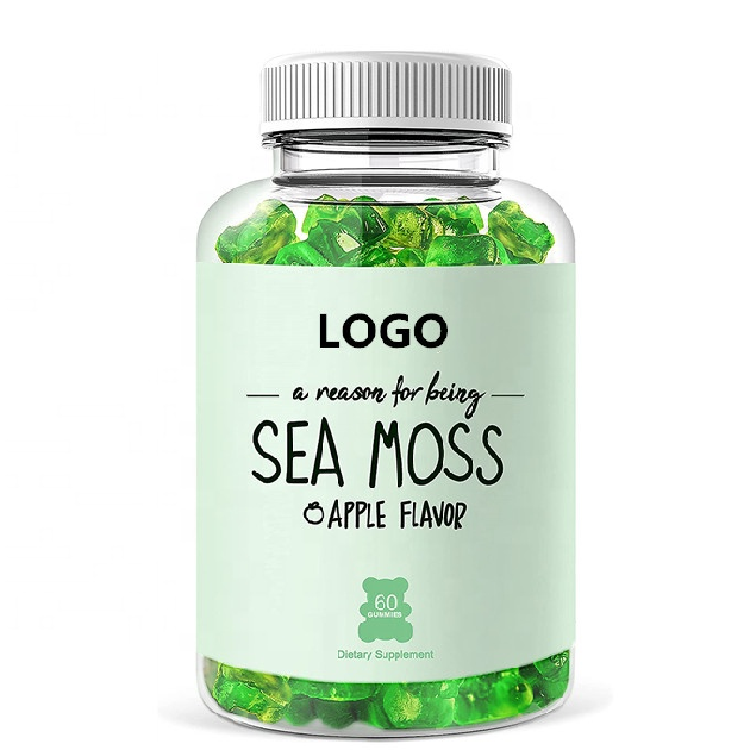 Wholesale Sea Moss with Bladderwrack and Burdock Root and Cider Vinegar vegan Irish Sea Moss Gummy 60 Counts