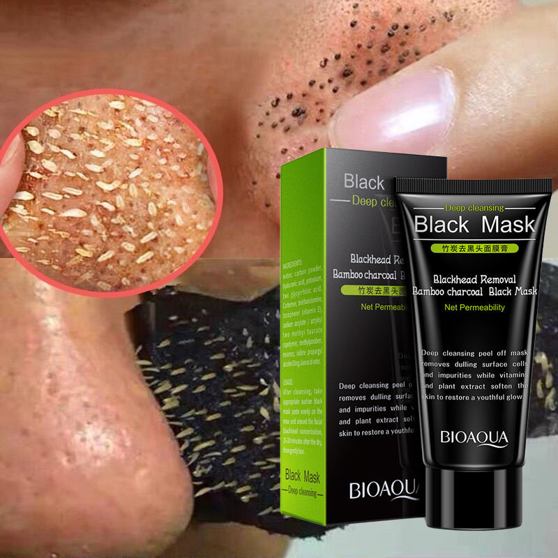 BIOAQUA Bamboo Charcoal Pore Vacuum Blackhead Remove Cream Black Face Mask Peel Off Mask Facial Cleanser