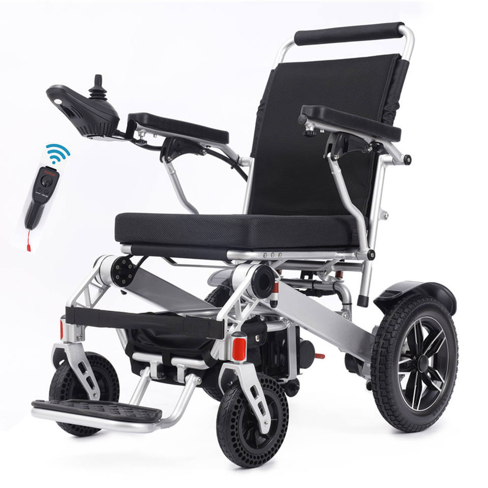 New foldable electric wheelchair aluminum lightweight power wheel chair with lithium battery