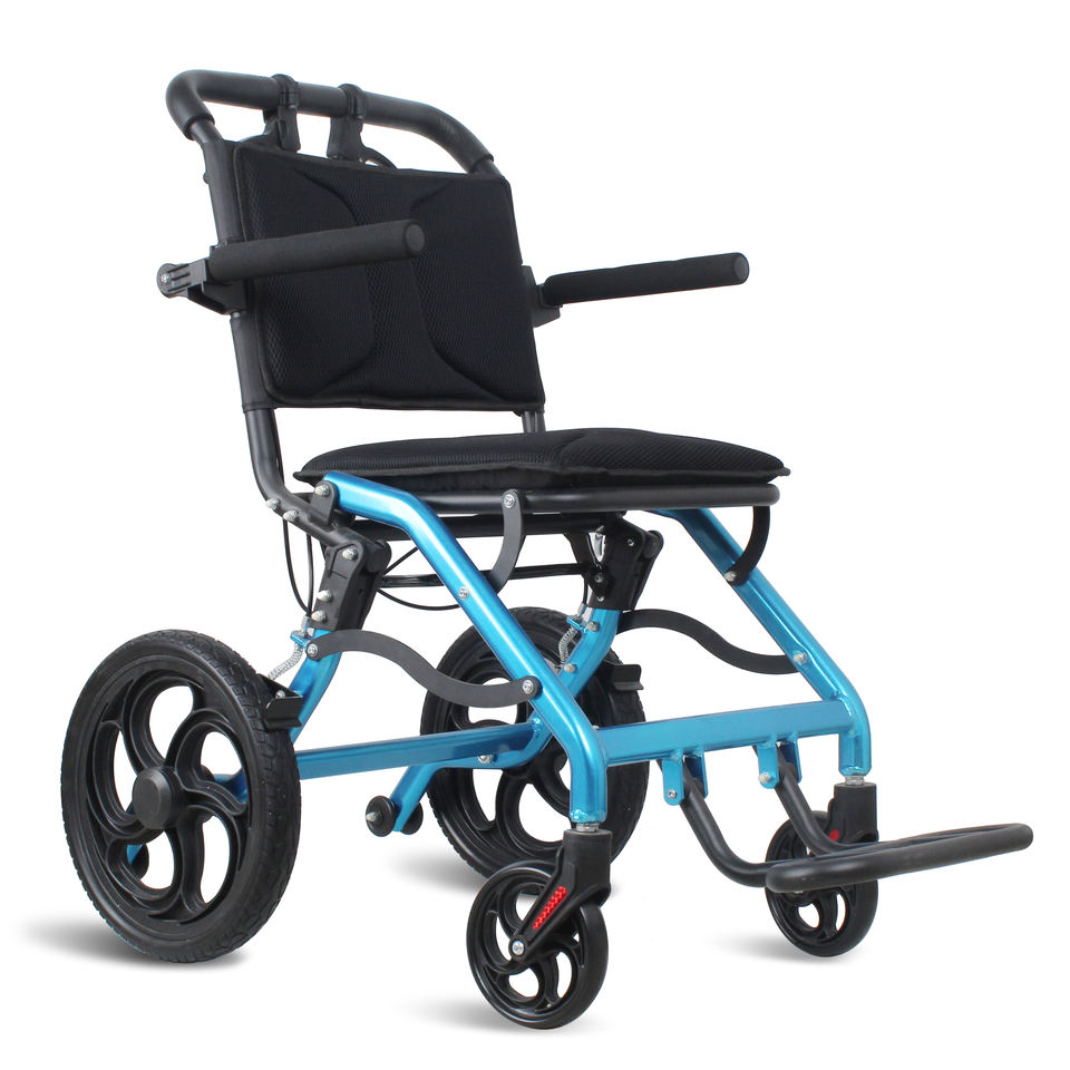 Aluminium Portable Wheel Chair Transfer Wheelchair Adjustable Folding lightweight chair with wheels