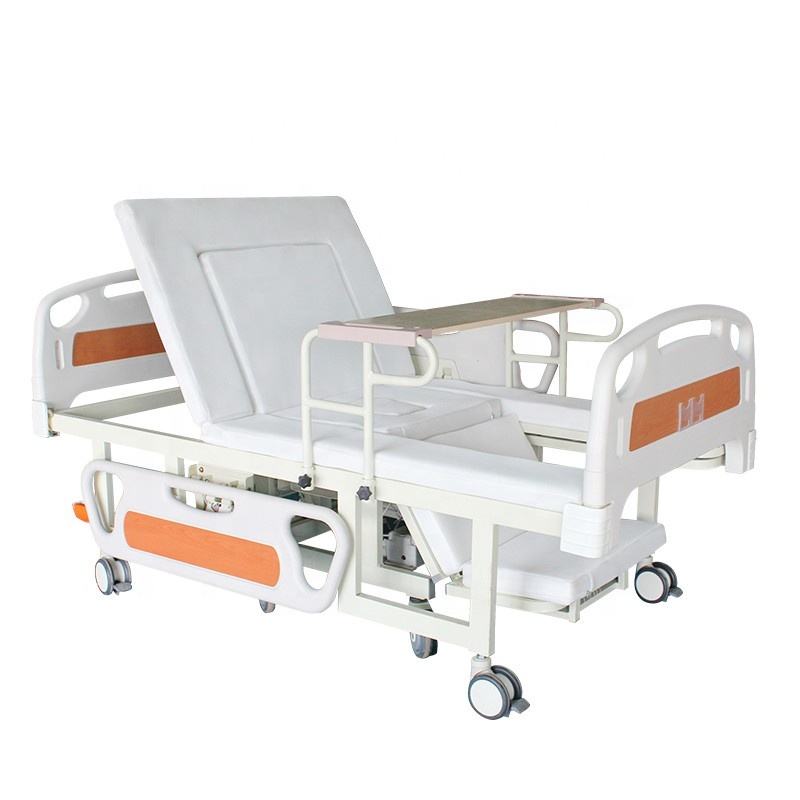 Hospital equipment 5 function manual electric adjustable elderly home nursing medical hospital bed wheelchair bed with toilet